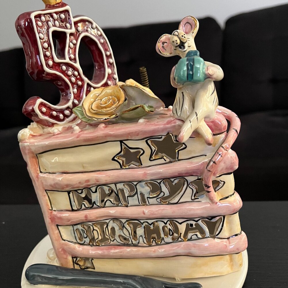 Vintage Ceramic 50th Birthday light-up CAKE,